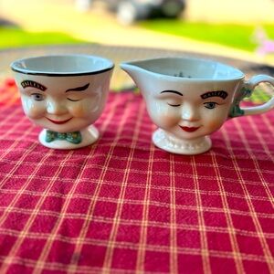 Vintage Limited Edition Baileys Winking Face Creamer and Sugar Set